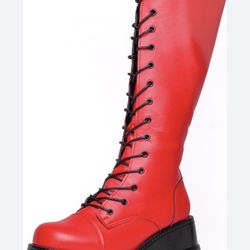 Gothniero Women Red Platform Rave Boots 