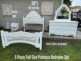5 Piece Full Size Girls Princess Bedroom Set