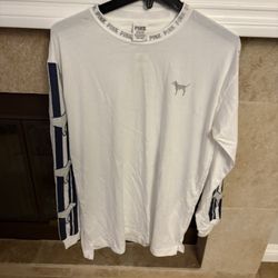 NWT Victorias Secret Pink Long Sleeve Shirt Sequin Bling Dog Sleeves Small 