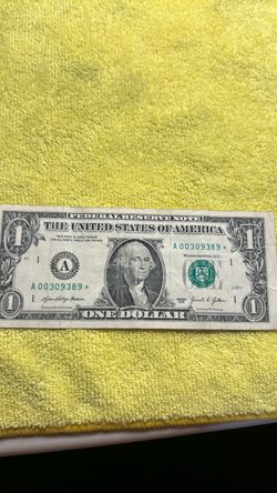 2021 $1 Star Note Serial A00309389*