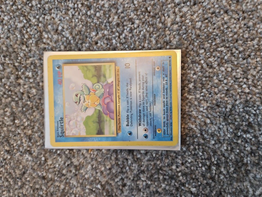 ULTRA RARE Squirtle 63/102. 1995 Made Pokemon Card
