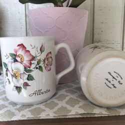 2 hand decorated mugs made in England