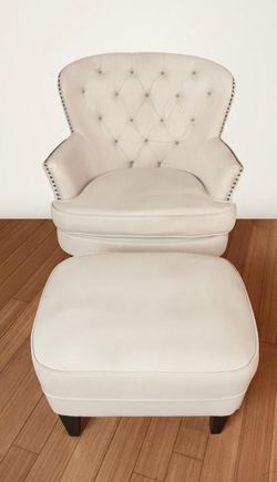 Tary Tufted Fabric Club Accent Chair & Matching Ottoman