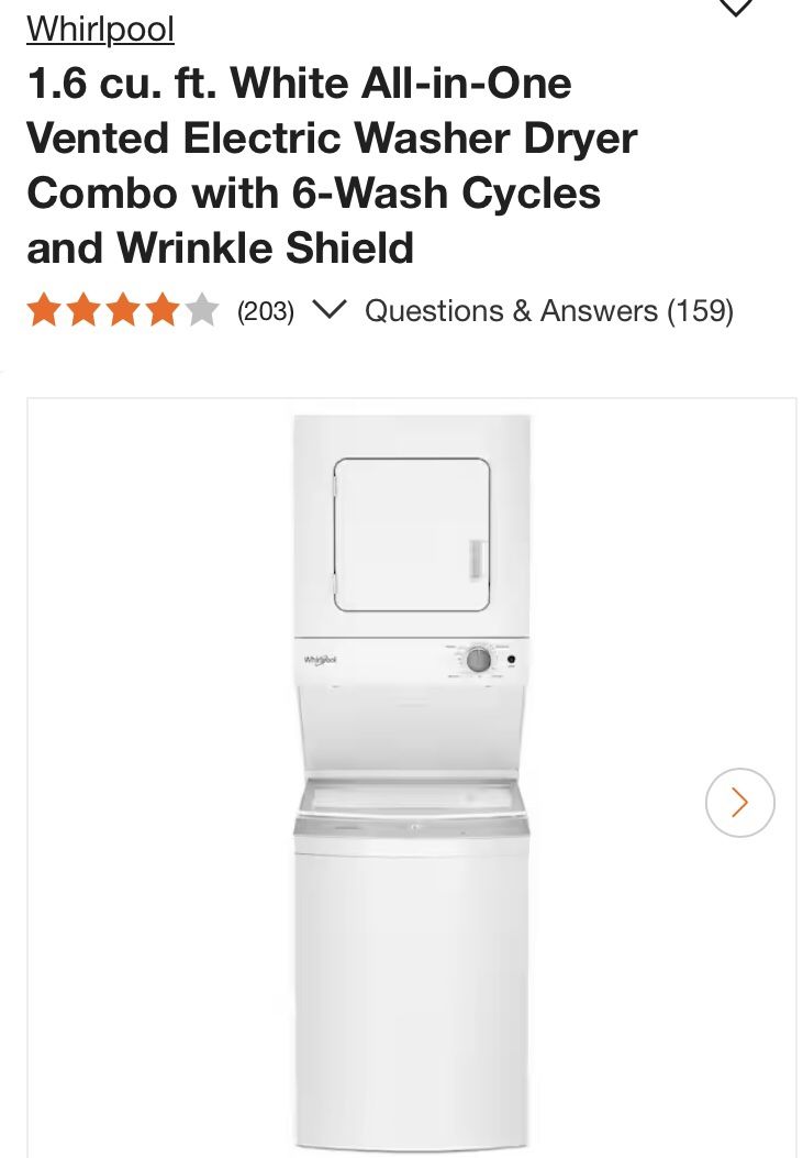 Whirlpool White Stack Washer Dryer ‘24