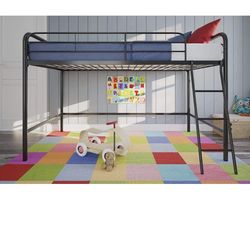  Junior Twin Metal Loft Bed, Black