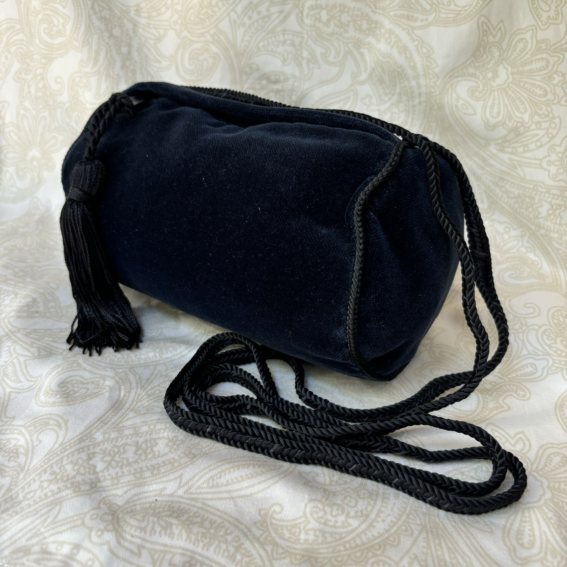 Velvet Navy Barrel Handbag