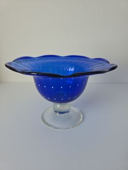 Stunning blue art glass bowl