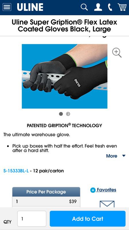 Uline Gription Gloves