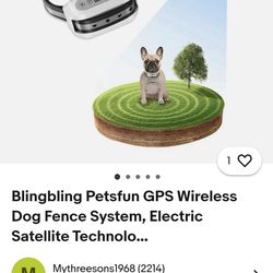 Blingbling Petsfun GPS Wireless Dog Fence System, Electric Satellite Technology Pet Containment System by GPS Signal Boundary for Dogs and Pets with W