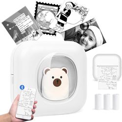 Mini Sticker Printer, X7 Pocket Themal Printer, Sticker Maker Machine, Portable Bluetooth Phone Printer with 3 Rolls Thermal Paper for DIY Creation, S