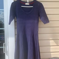 Altar’d State Navy Blue Ribbed Pattern Medium Dress