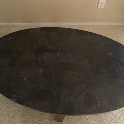 Oval marble coffee table