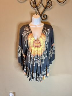 Free People Boho Design Tunic Top Blouse 