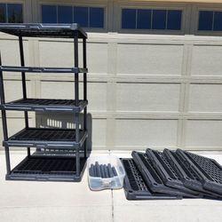 plastic shelf - 2 pcs
1pc is disassembled
35x23x71H"
sturdy
$15/pc
all for $25