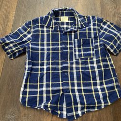 Boys Blue Plaid Button Shirt Size 6/7 By Thereabouts #7