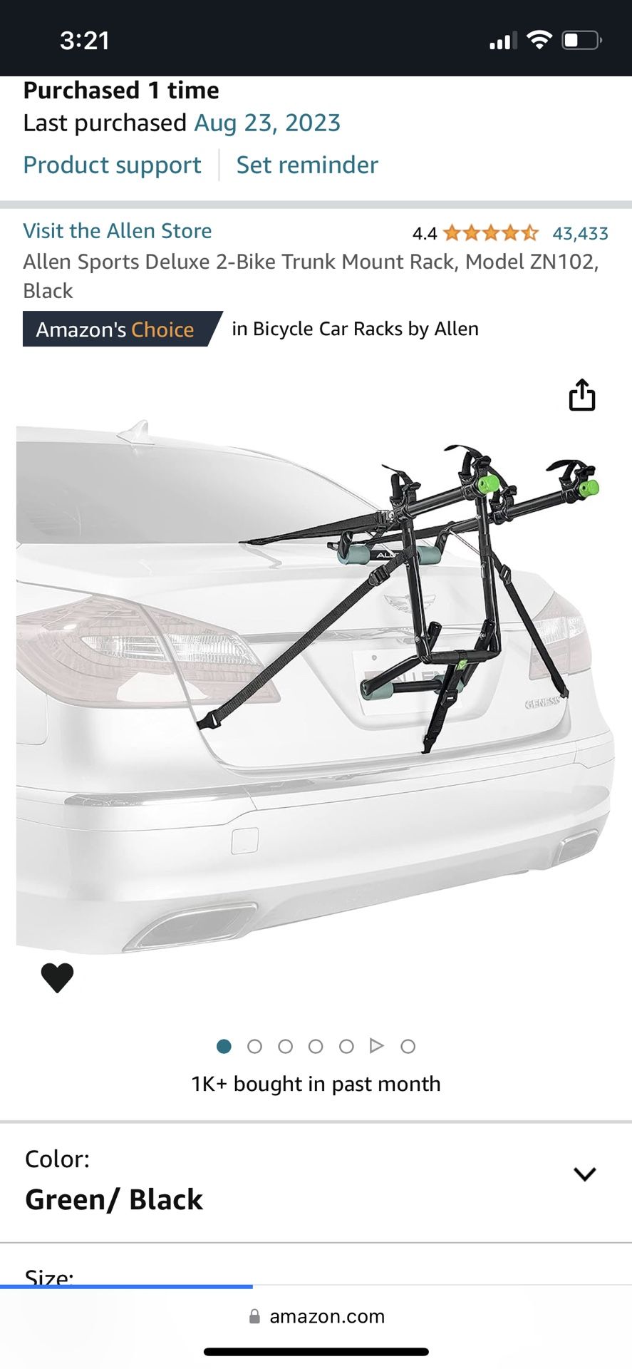 Allen Sports Deluxe 2-Bike Trunk Mount Rack