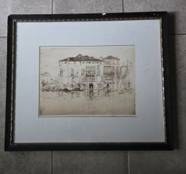 James Whistler Venice Sketch 4 Framed Print 22x26" Italy