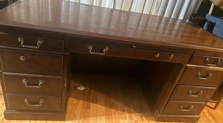 Large Dark Wood Executive Desk