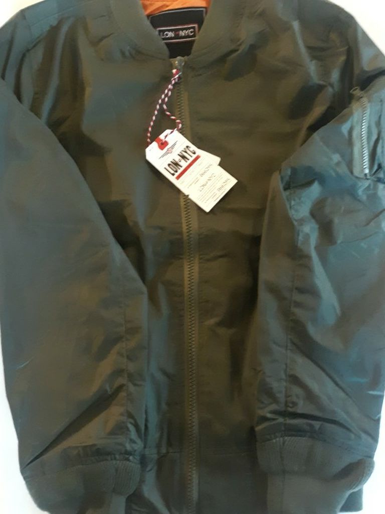 NWT Lon NYC Across The Pond Mens Medium Green Bomber Jacket MSRP $88