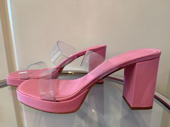 SCHUTZ Ariella Platform Sandals - Transparente/Club Rose - Size 8.5M - $20