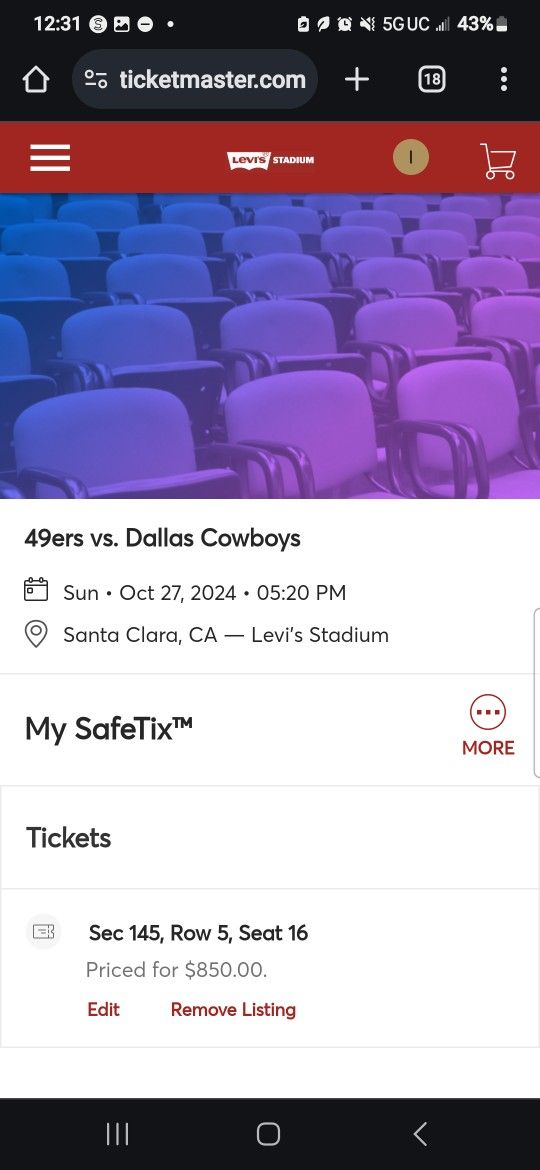 49ers Home Game Ticket