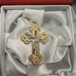 2 Tone Gold Crucification Pendant