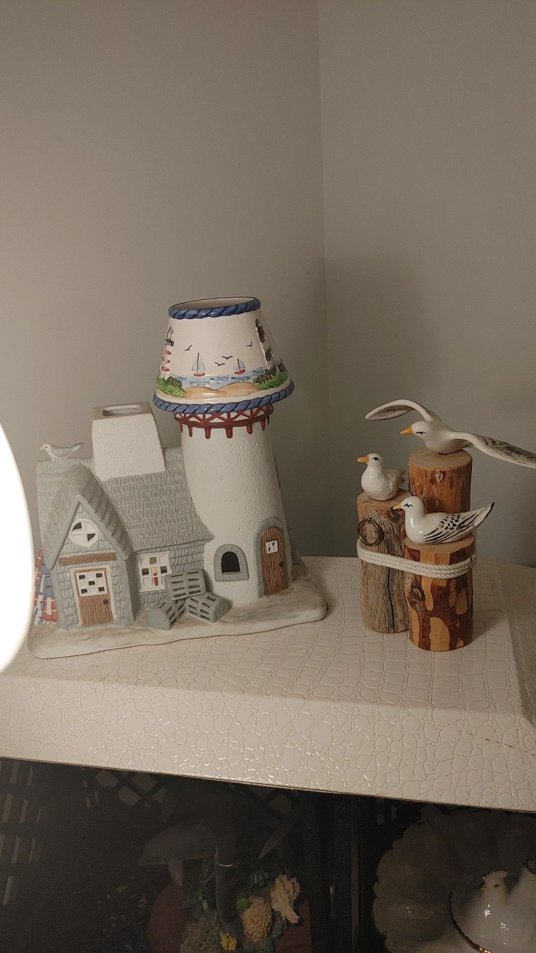 Beach theme pair. Lighthouse has 2 candle holders