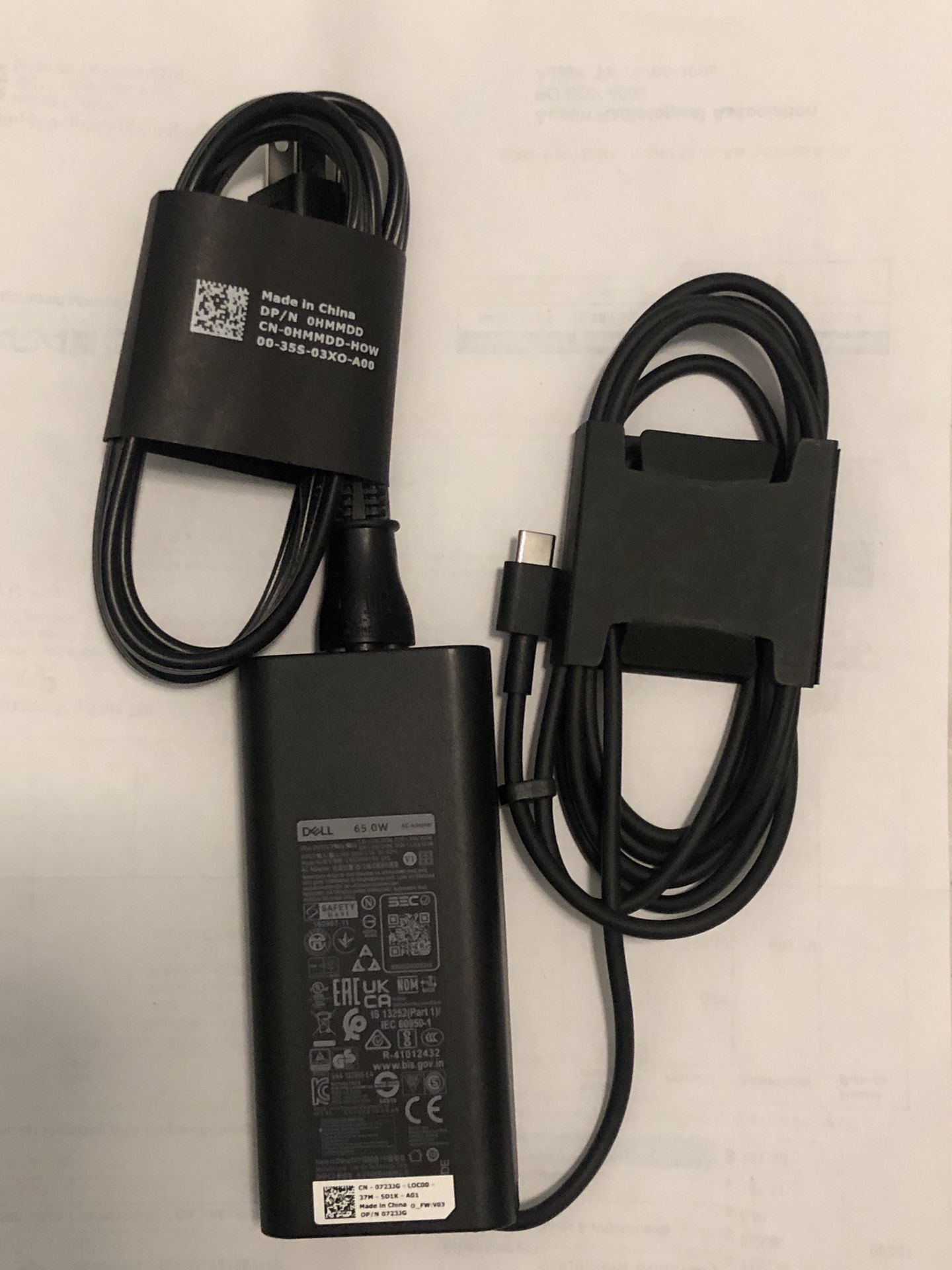 Brand New Dell 65W USB-C Charger for Laptop / Docking Station