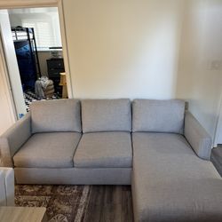 Crate & Barrel Couch With Reversible Storage Ottoman 