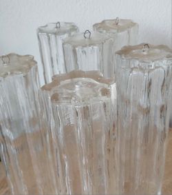 Mid-century Modern Ornate Glass Chandelier Cylinders