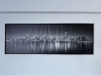 Chicago Skyline Framed Canvas Print (48 inches x 16 inches)