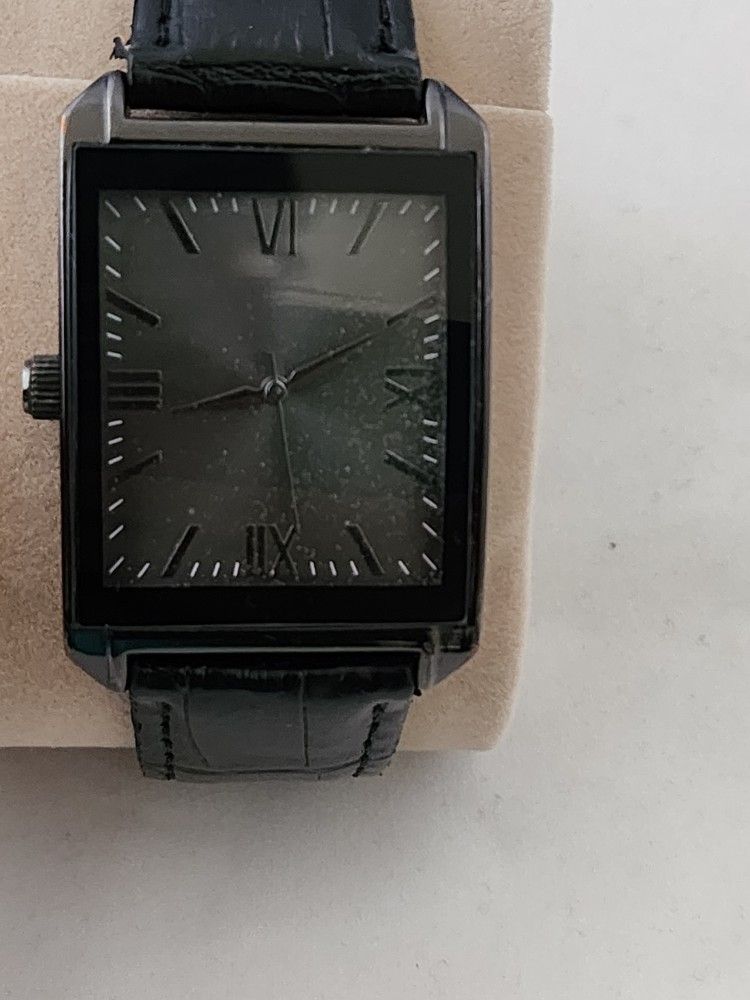 Blackened Silver Faced Black Leather Watch