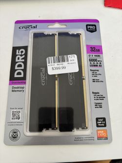 32GB DDR5 6000mhz  16gb x 2  Crucial Pro
