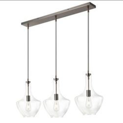 Light Society Modena 3-Light Modern Bronze/Clear Island Light with Glass Shades