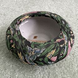 Avon Potpourri Bowl Made Of Ceramic With A Fabric Covering 2” Tall With A Diameter Of 5”