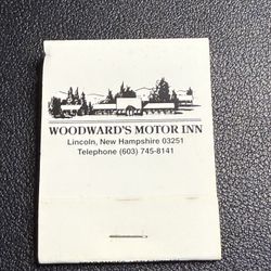 Vintage 1980s Matchbook Woodward’s Motor Inn Lincoln NH, Unused, Unstruck