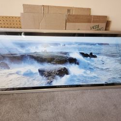 Scenic Ocean Picture in a stainless steel frame.