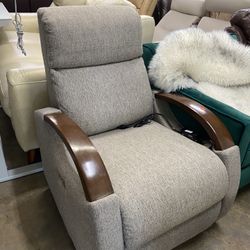 Fabric Wood Arm Recliner