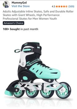 MammyGol Adjustable Inline Skates Teal Adults