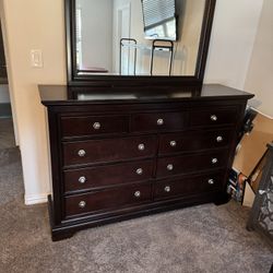 Wooden Dresser With Mirror 