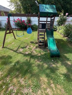 Kids Wooden Swing Set / Playset with Slide – Great Backyard Fun!