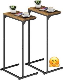 New, C Shaped End Table, Tv Tray, Small Side Set of 2