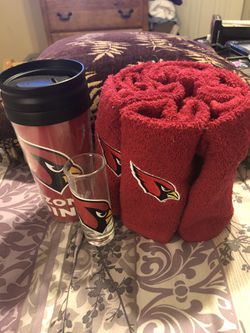 Arizona Cardinal cup shot glass and 6 piece face towels