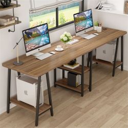 94.5 inches Computer Desk Extra Long Two Person Desk- Dark Walnut