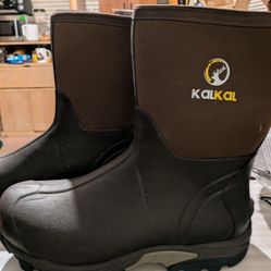 Kalkal Rubber Rain Boots Mens Mid Calf. Sz. 12 New 