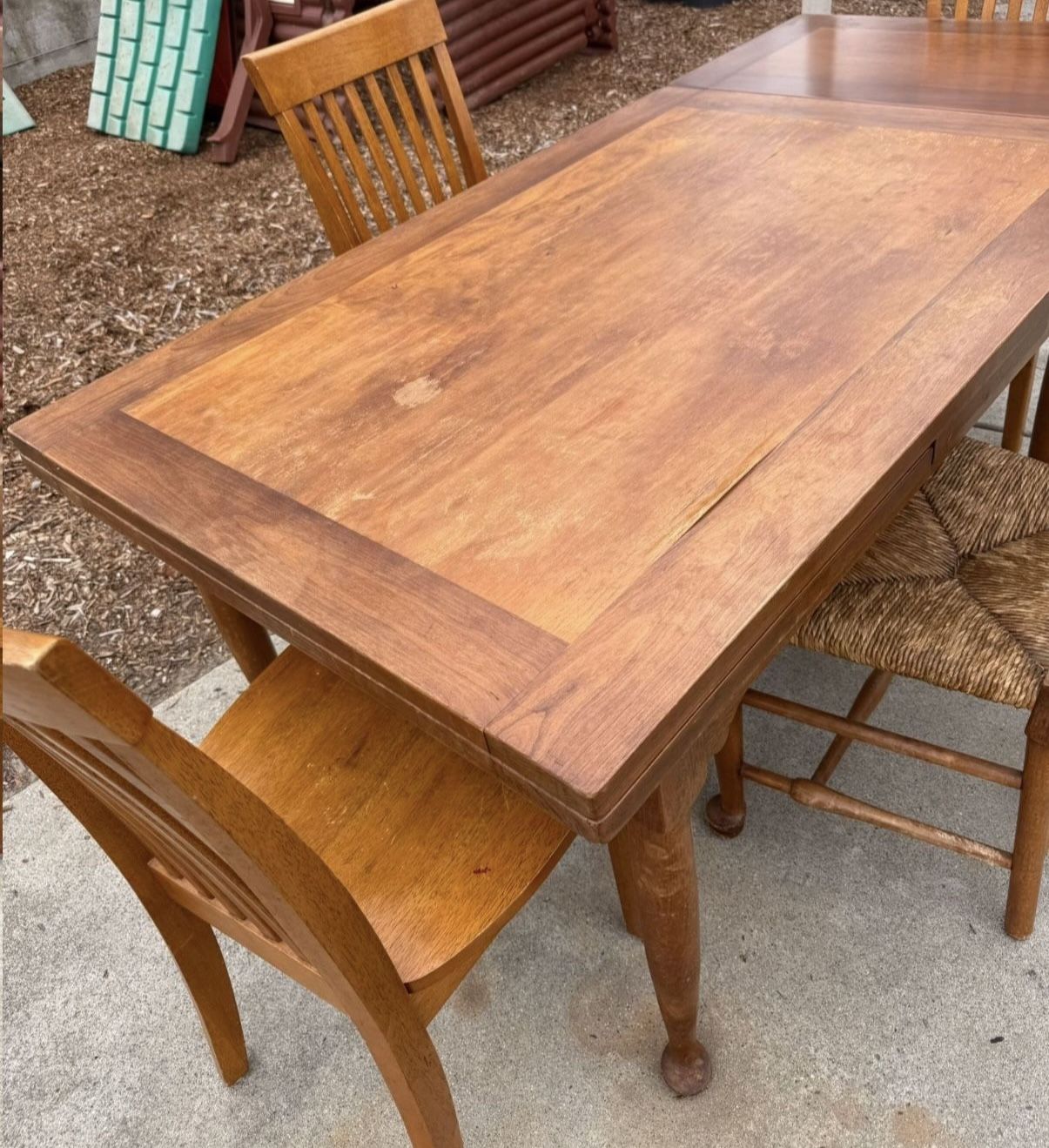 Table with Side Extensions, And Three Chairs
