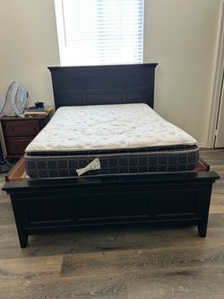 Full size bed with mattress  with two drawers on bed frame