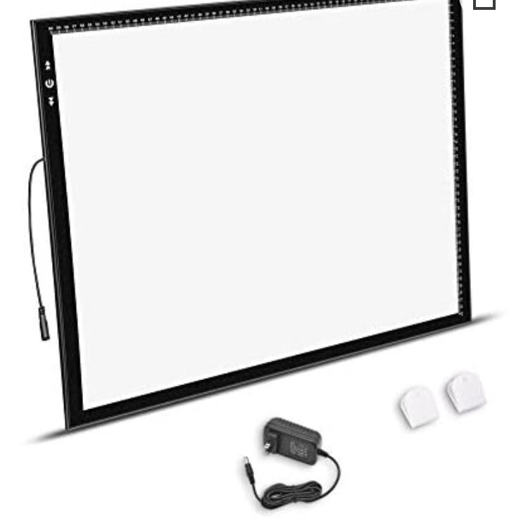 A2 Light Box Light Pad Aluminium frame Super Thin 5mm/0.2inches Touch Dimmer 20W Super Bright LED 12V 2A Adapter