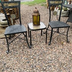 2 Metal Chairs  1 Table
