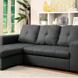 Brand New Gray Reversible Chaise Converts into Bed Storage in Chaise Sectioal Sofa